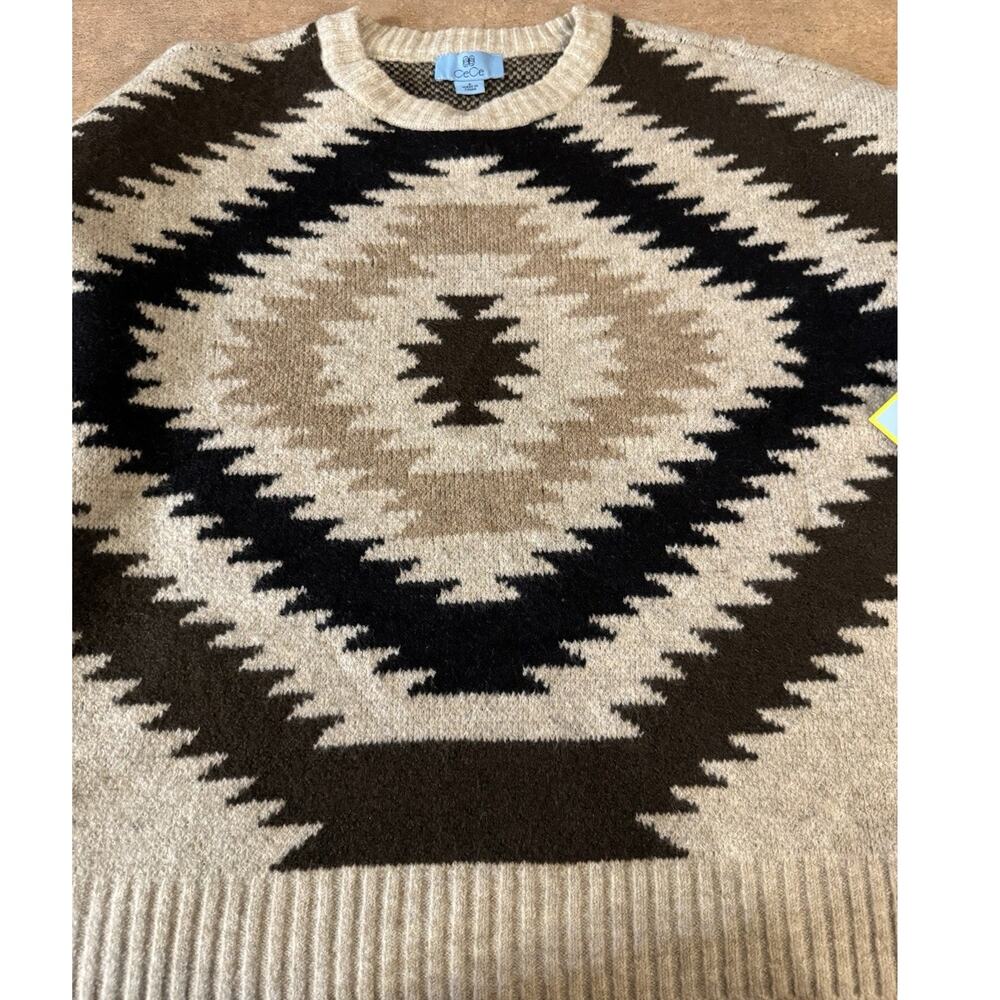 CeCe Women's Cozy Crewneck Aztec Long-Sleeve Sweater, Size Small NWT - Picture 6 of 6